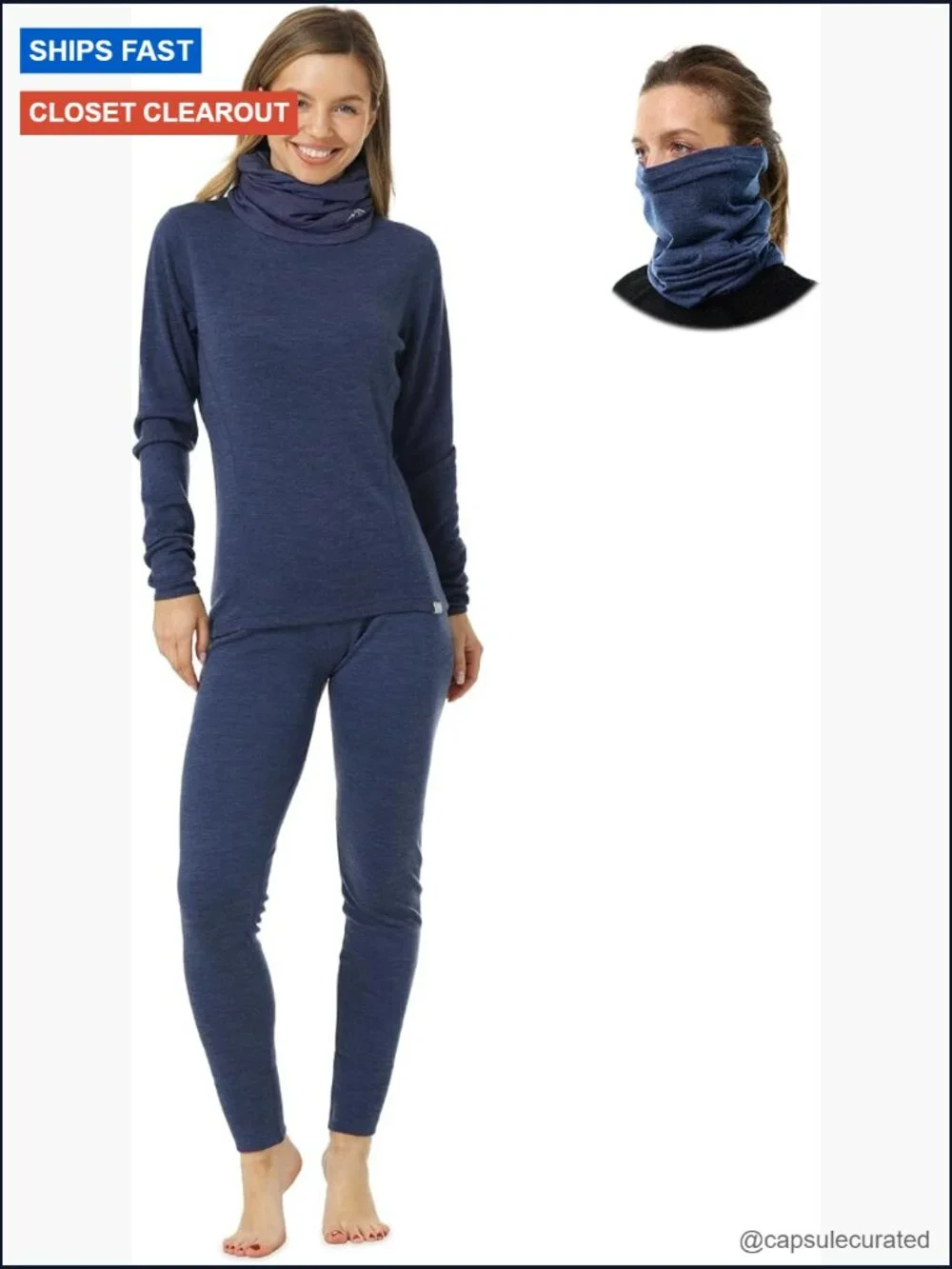 Merino Wool Base Layer Women Thermal Set - Long Sleeve & Leggings